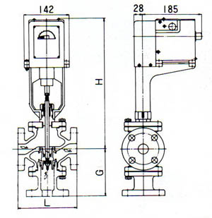 ML-FS电动阀为铸铁法兰开关阀尺寸图